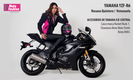 La imponente YZF-R6 de Yamaha hace juego con Rosana Quintero, una simpática venezolana que compite por el título Moto Fashion 2017