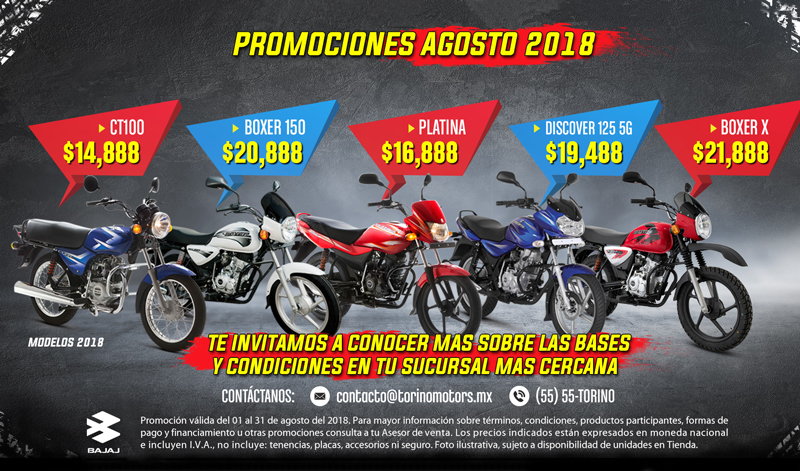 Agosto está de oferta en motos marca BAJAJ