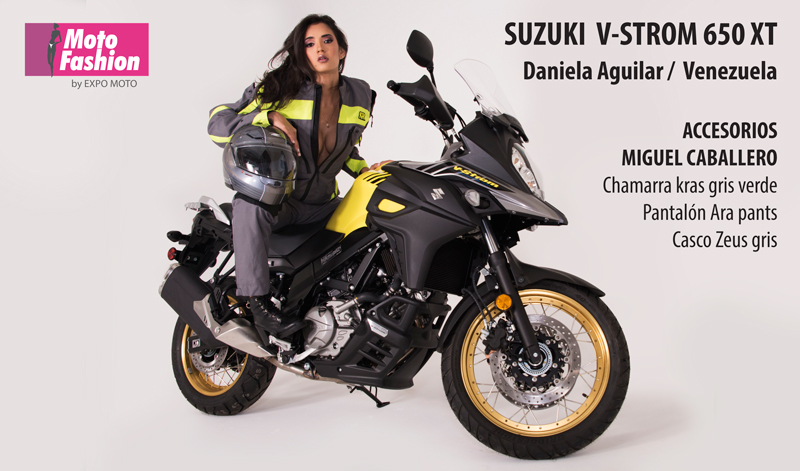 Las pasarelas de Moto Fashion se engalanan con la presencia de Daniela Aguilar, digna representante de Venezuela, y la Suzuki V-Strom 650 XT