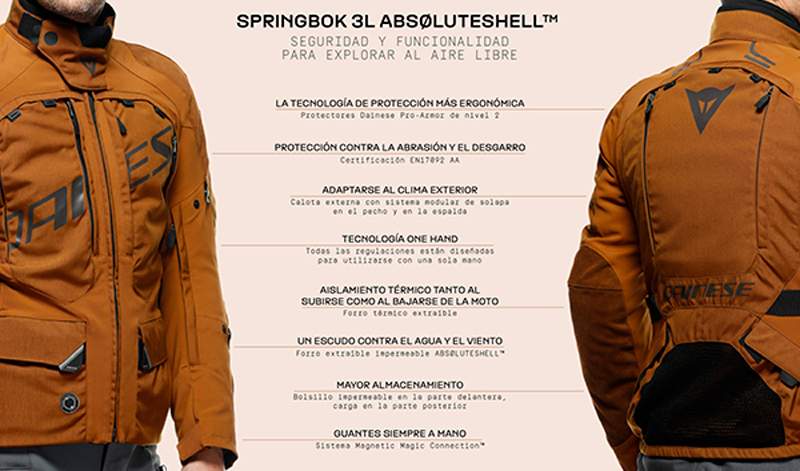 La chamarra SprinkBok 3L con Absoluteshell de Dainese