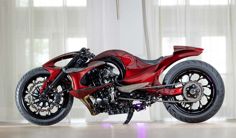 La moto custom con forma de escarabajo y motor Suzuki de 185 CV